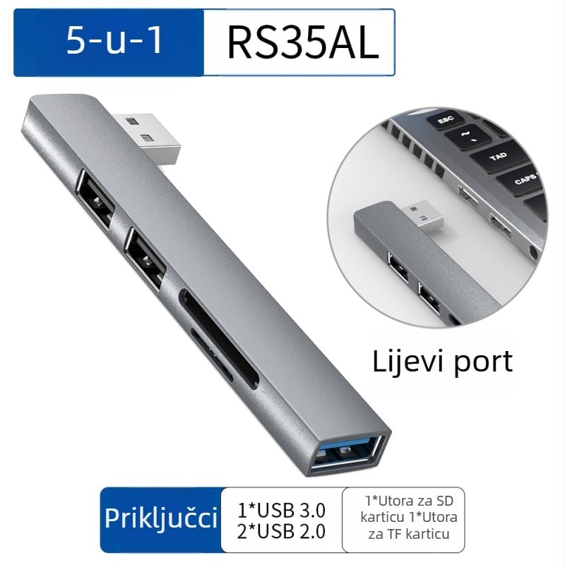 USB hub s 4 porta USB-C kabelom od 7 cm — USB 3.1, 5 Gbps, napajan preko sabirnice (RS34AR)