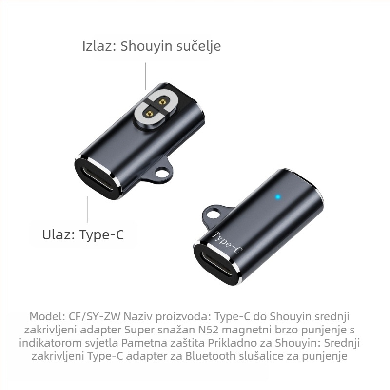 Magnetski kabel za punjenje za Bluetooth slušalice s kostnom provodljivošću (USB-A/ USB-C sučelje; Kompatibilni modeli Shaoyin AS800/S803/S810; Model Bsw-AS800; Brand Besivo/Baisiwo)