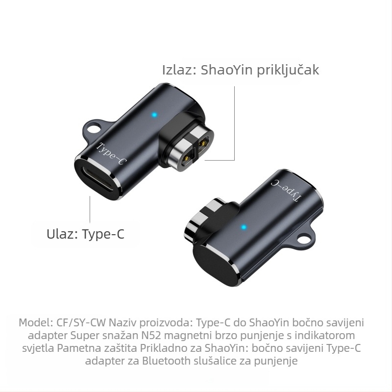 Magnetski kabel za punjenje za Bluetooth slušalice s kostnom provodljivošću (USB-A/ USB-C sučelje; Kompatibilni modeli Shaoyin AS800/S803/S810; Model Bsw-AS800; Brand Besivo/Baisiwo)