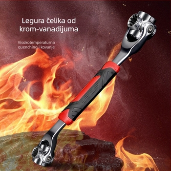 Set ključeva s nastavcima od krom-vanadija, polirani krom završetak, višenamjenski alati 52 u 1 i 48 u 1, težina 450 g