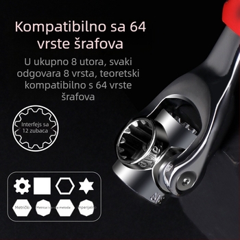 Set ključeva s nastavcima od krom-vanadija, polirani krom završetak, višenamjenski alati 52 u 1 i 48 u 1, težina 450 g
