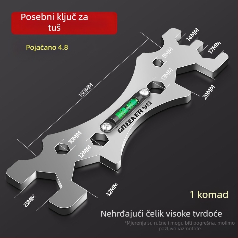 Greener višenamjenski ključ za kupaonicu i tuš – nehrđajući čelik