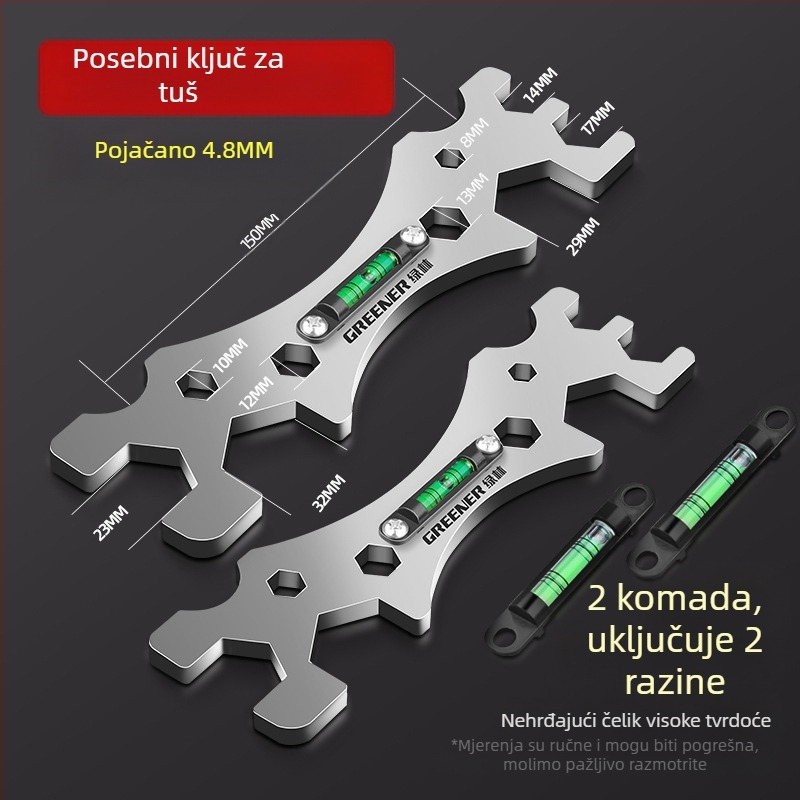 Greener višenamjenski ključ za kupaonicu i tuš – nehrđajući čelik