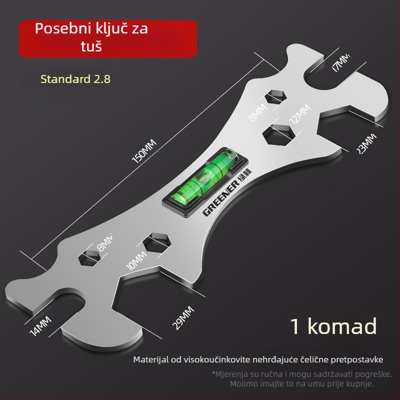 Greener višenamjenski ključ za kupaonicu i tuš – nehrđajući čelik