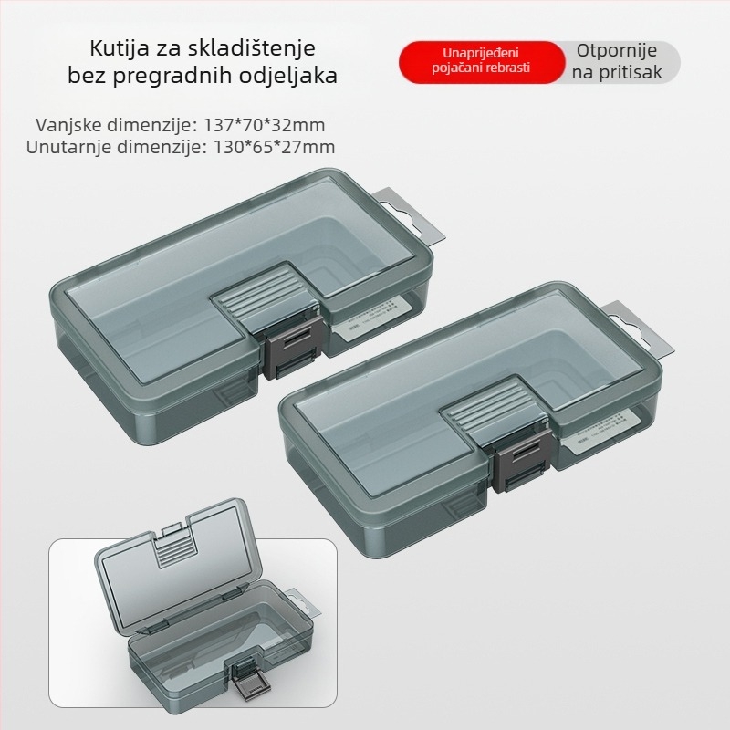Plastična kutija za dijelove s višestrukim pretincima, čvrsto ojačanim pregradama i mogućnošću uklanjanja dijelova za vijke, bušilice i elektroničke komponente