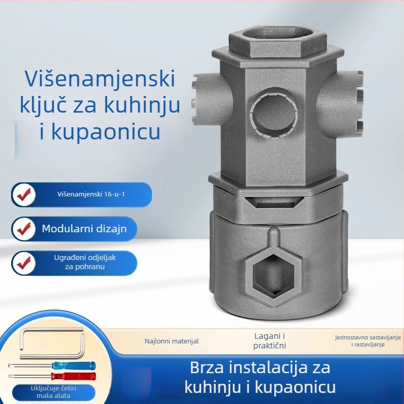 Alat za uklanjanje aeratora slavine — univerzalni ključ za kuhinju i umivaonik, ABS materijal, brend Mubin, model 101731114202, stil Moderni minimalizam.