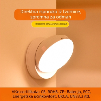 LED noćna lampica s senzorom pokreta, 360° rotacija, magnetsko držanje, punjiva baterija (360° rotacija, senzor pokreta, LED, punjiva baterija, magnetsko držanje)