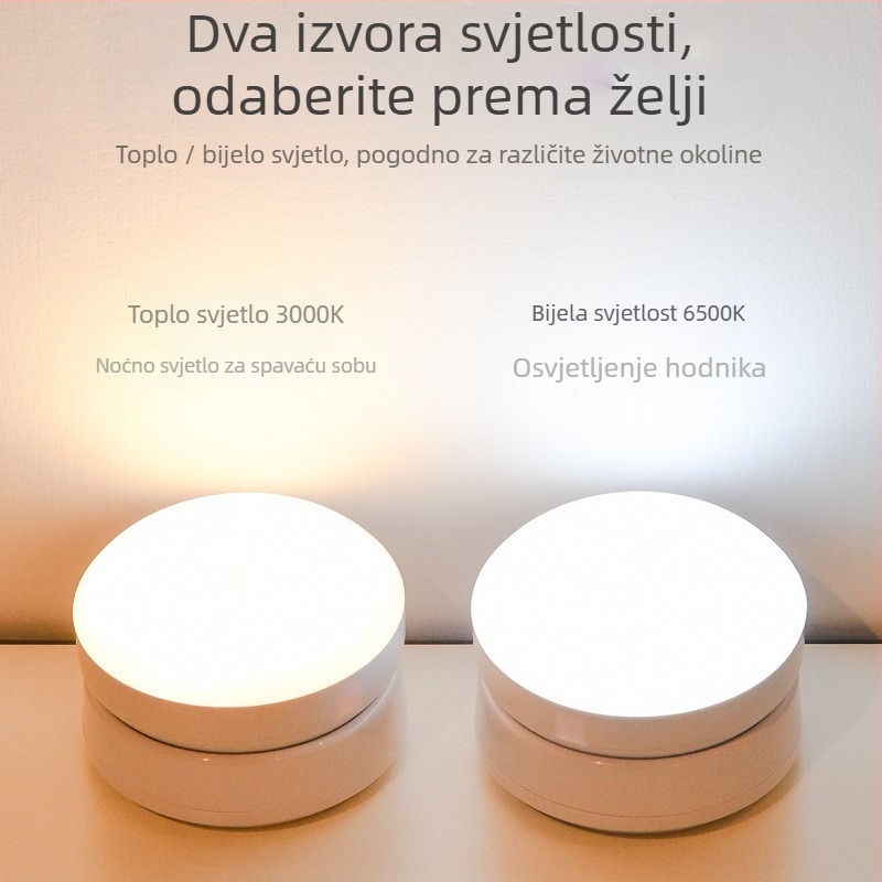 LED noćna lampica s senzorom pokreta, 360° rotacija, magnetsko držanje, punjiva baterija (360° rotacija, senzor pokreta, LED, punjiva baterija, magnetsko držanje)