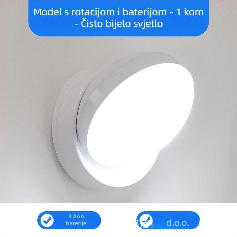LED noćna lampica s senzorom pokreta, 360° rotacija, magnetsko držanje, punjiva baterija (360° rotacija, senzor pokreta, LED, punjiva baterija, magnetsko držanje)