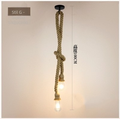 Luster od konopljinog užeta, LED viseća svjetiljka, 220V, rasvjetna površina 5–10 m²