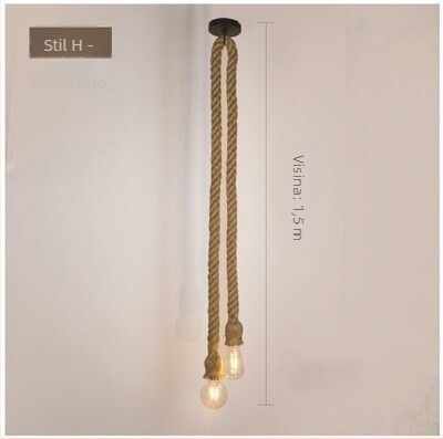 Luster od konopljinog užeta, LED viseća svjetiljka, 220V, rasvjetna površina 5–10 m²