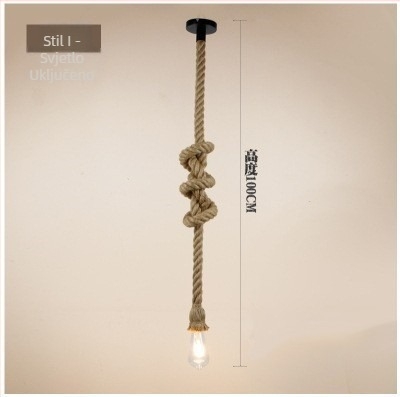 Luster od konopljinog užeta, LED viseća svjetiljka, 220V, rasvjetna površina 5–10 m²