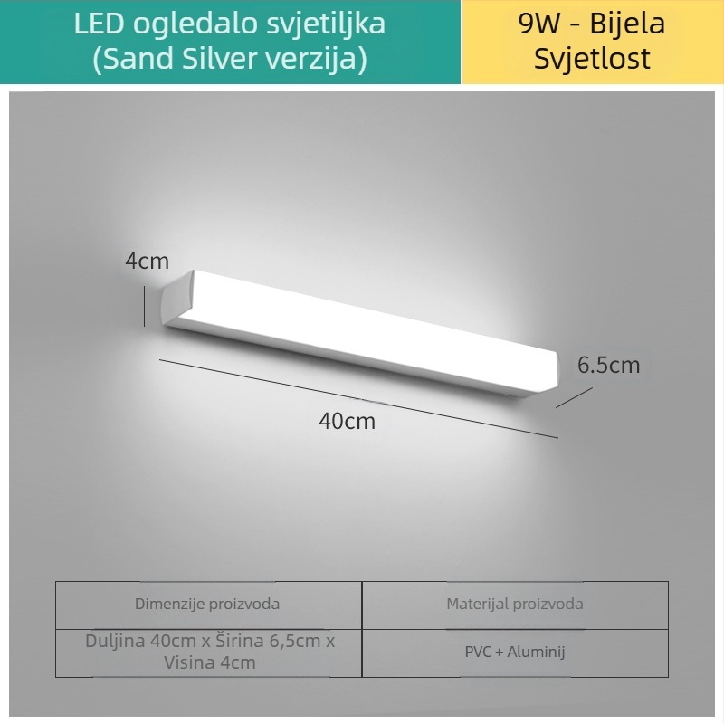 LED ogledalna svjetiljka za kupaonicu, moderni minimalistički stil, LED 111–240V s elektroničkim transformatorom, razina uštede energije 6