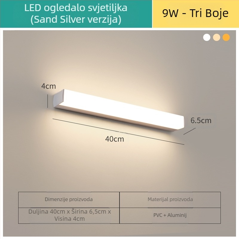LED ogledalna svjetiljka za kupaonicu, moderni minimalistički stil, LED 111–240V s elektroničkim transformatorom, razina uštede energije 6
