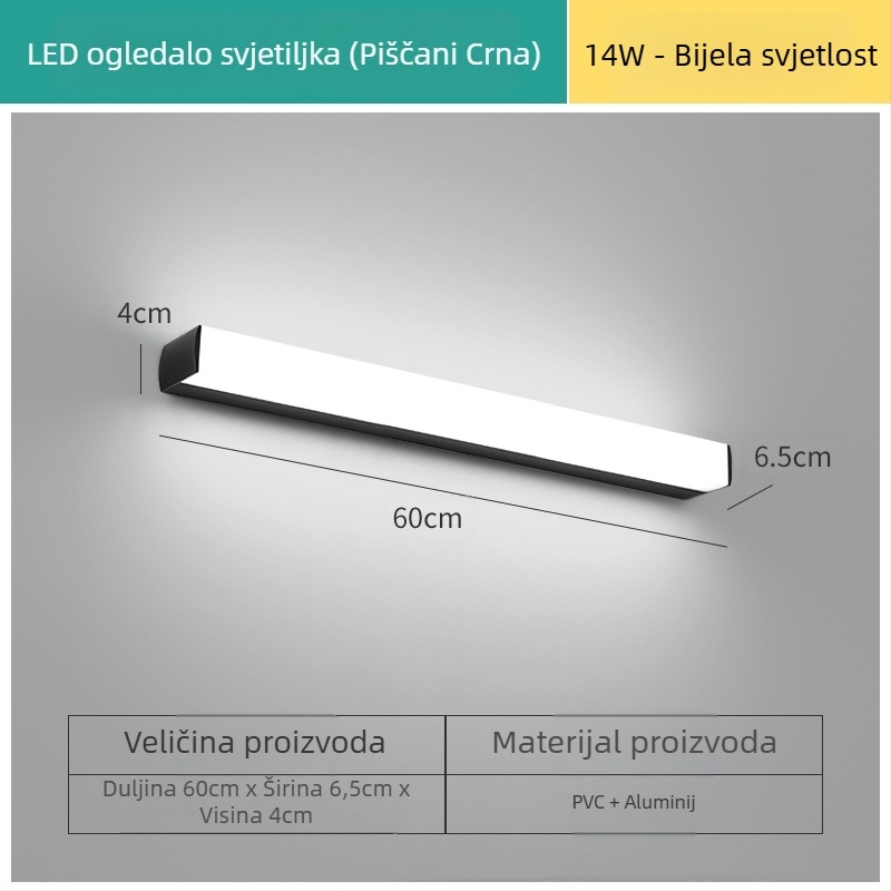 LED ogledalna svjetiljka za kupaonicu, moderni minimalistički stil, LED 111–240V s elektroničkim transformatorom, razina uštede energije 6