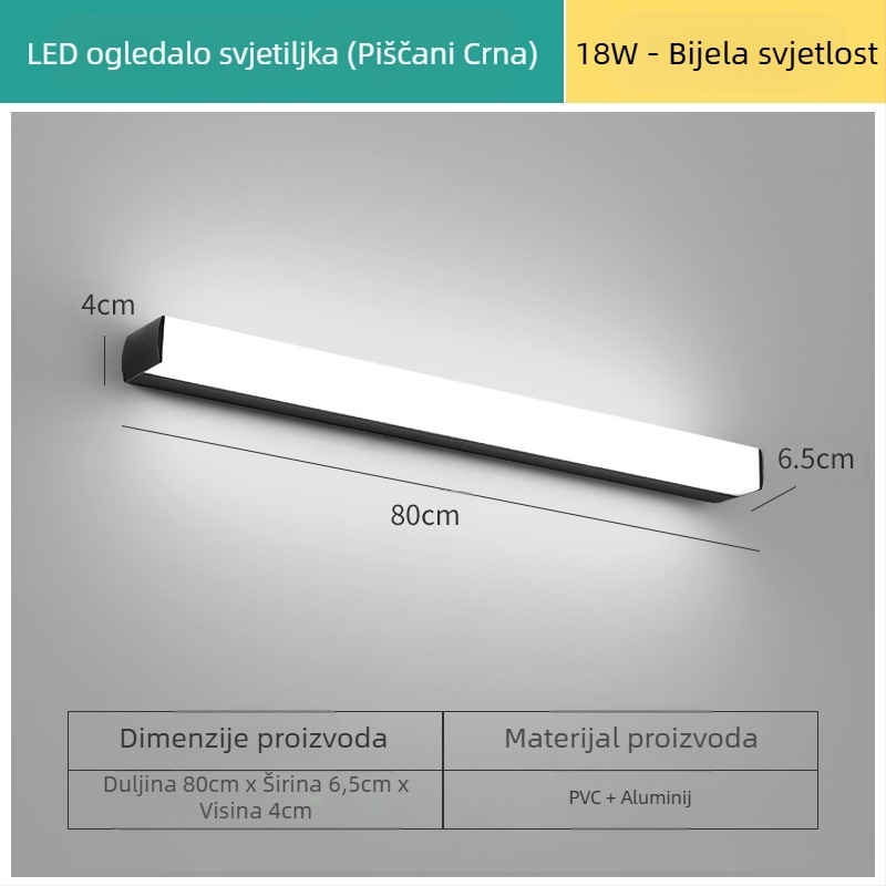 LED ogledalna svjetiljka za kupaonicu, moderni minimalistički stil, LED 111–240V s elektroničkim transformatorom, razina uštede energije 6