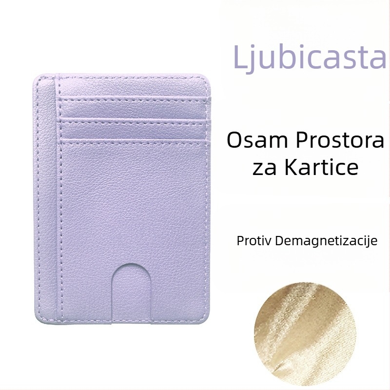 PU koža RFID kartica s antimagnetnom zaštitom – Unisex, 1 preklop, višekartni držač