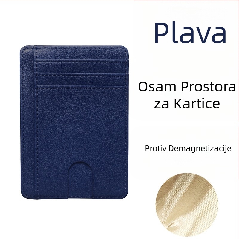 PU koža RFID kartica s antimagnetnom zaštitom – Unisex, 1 preklop, višekartni držač