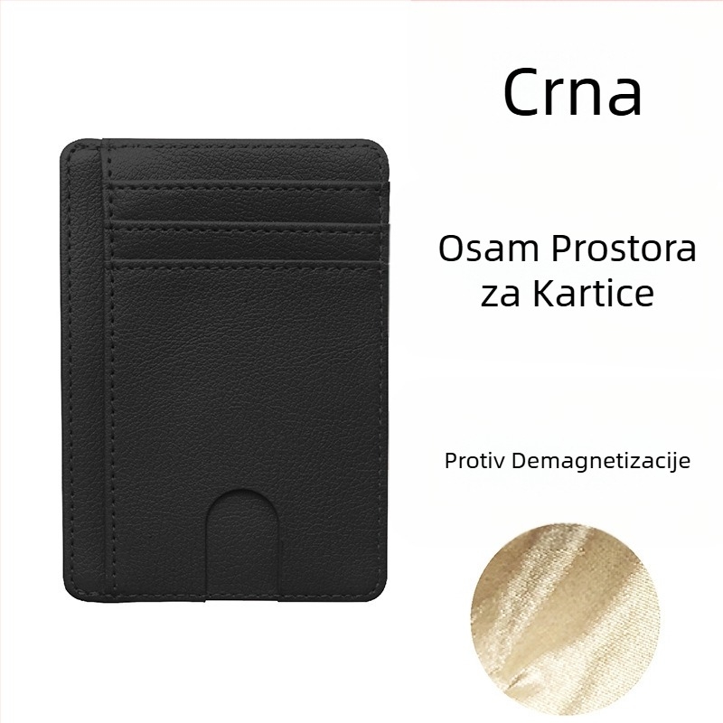 PU koža RFID kartica s antimagnetnom zaštitom – Unisex, 1 preklop, višekartni držač