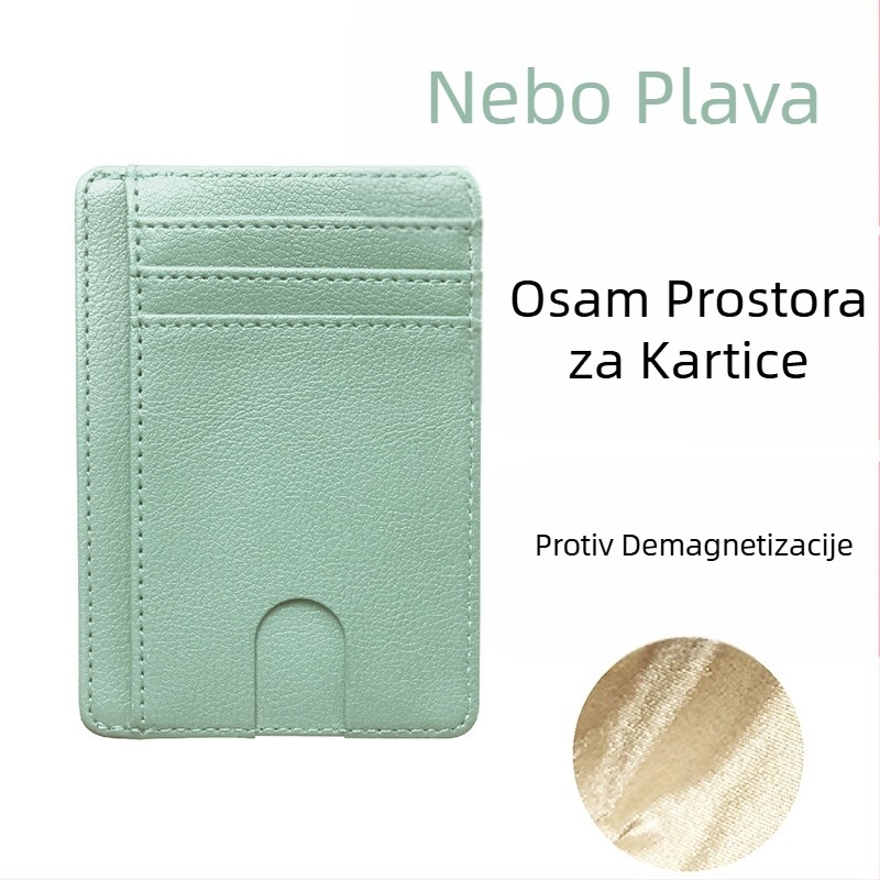 PU koža RFID kartica s antimagnetnom zaštitom – Unisex, 1 preklop, višekartni držač