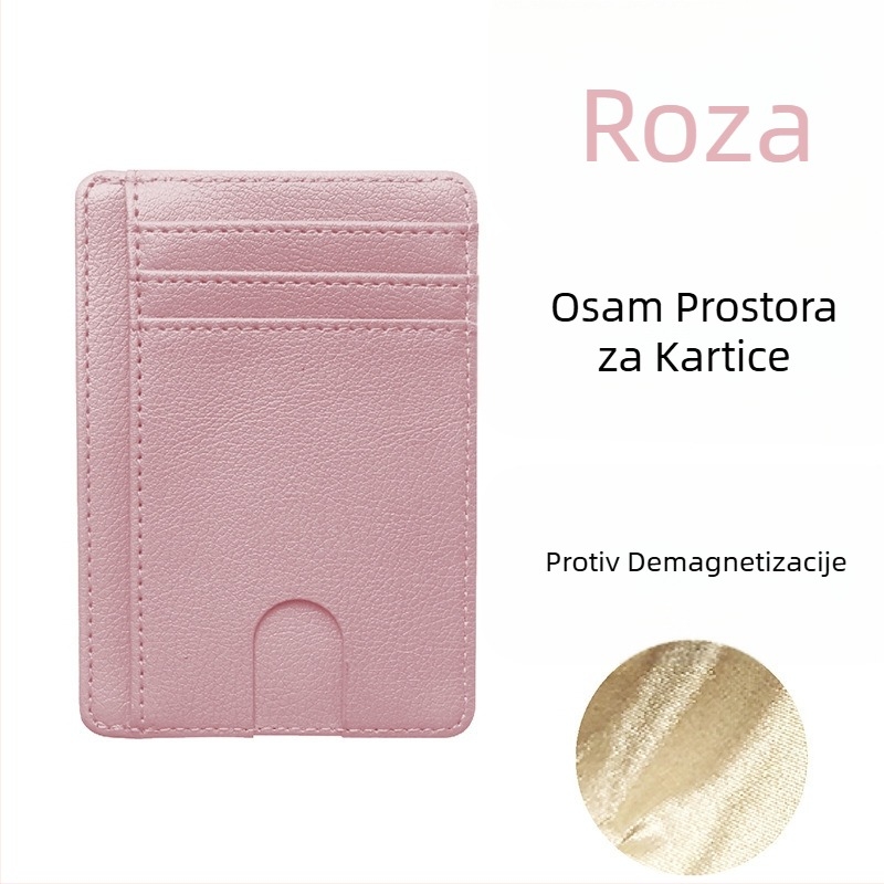 PU koža RFID kartica s antimagnetnom zaštitom – Unisex, 1 preklop, višekartni držač
