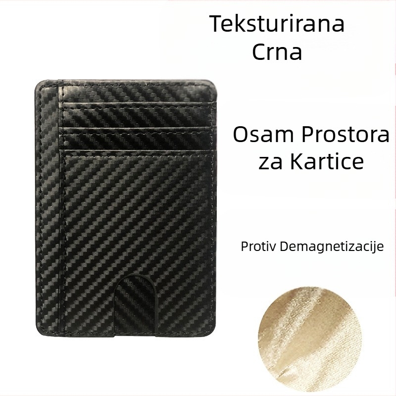 PU koža RFID kartica s antimagnetnom zaštitom – Unisex, 1 preklop, višekartni držač