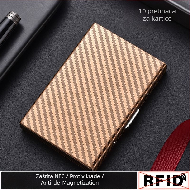 Držač kartica od nehrđajućeg čelika za vozačku dozvolu, bankovnu karticu, osobnu iskaznicu i člansku karticu — protiv krađe, protiv demagnetizacije, ultra lak, PU podstava, unisex