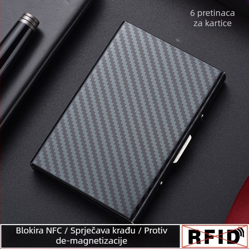 Držač kartica od nehrđajućeg čelika za vozačku dozvolu, bankovnu karticu, osobnu iskaznicu i člansku karticu — protiv krađe, protiv demagnetizacije, ultra lak, PU podstava, unisex
