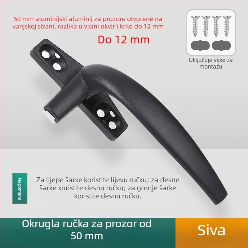 Prozorska kvaka – moderni minimalistički dizajn, model 050, materijal: cinkova legura