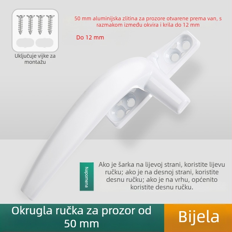 Prozorska kvaka – moderni minimalistički dizajn, model 050, materijal: cinkova legura