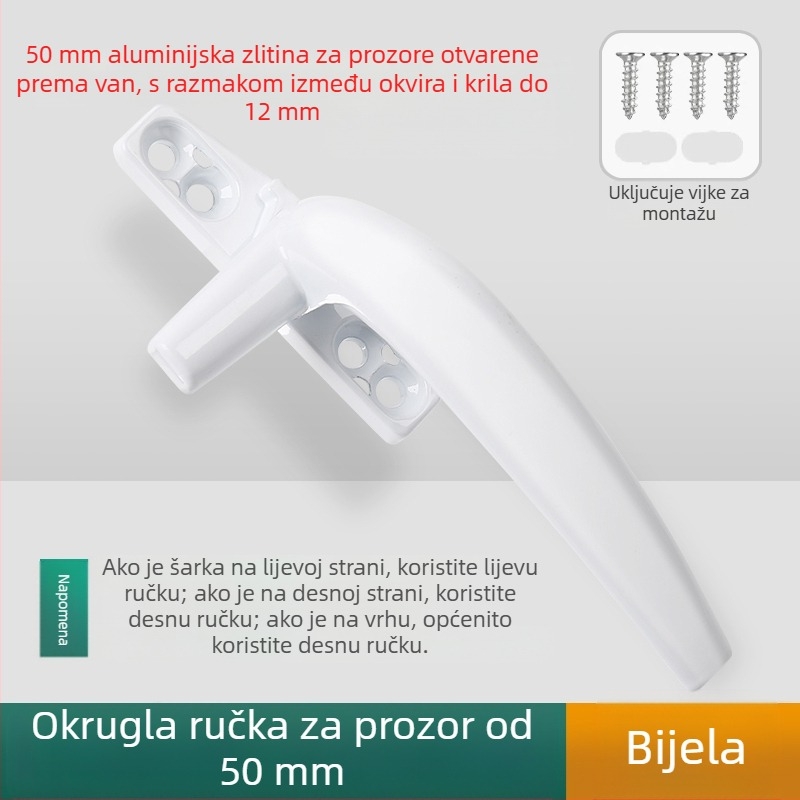 Prozorska kvaka – moderni minimalistički dizajn, model 050, materijal: cinkova legura