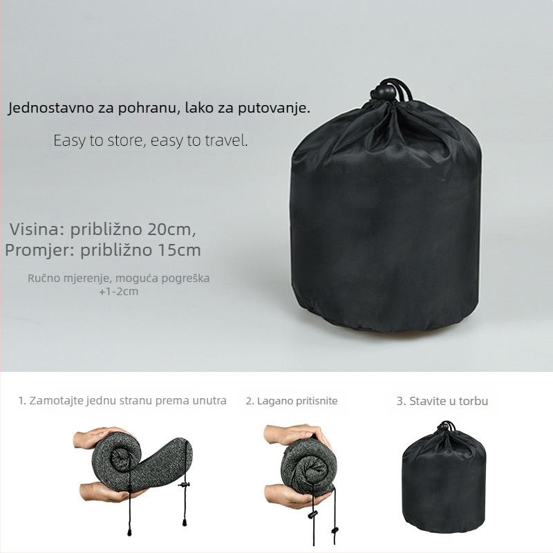 U-oblik putujući jastučić: memorijska pjena; kapuljača; odvojivi navlaka; katijonska tkanina; moderni minimalistički stil; težina do 0,5 kg