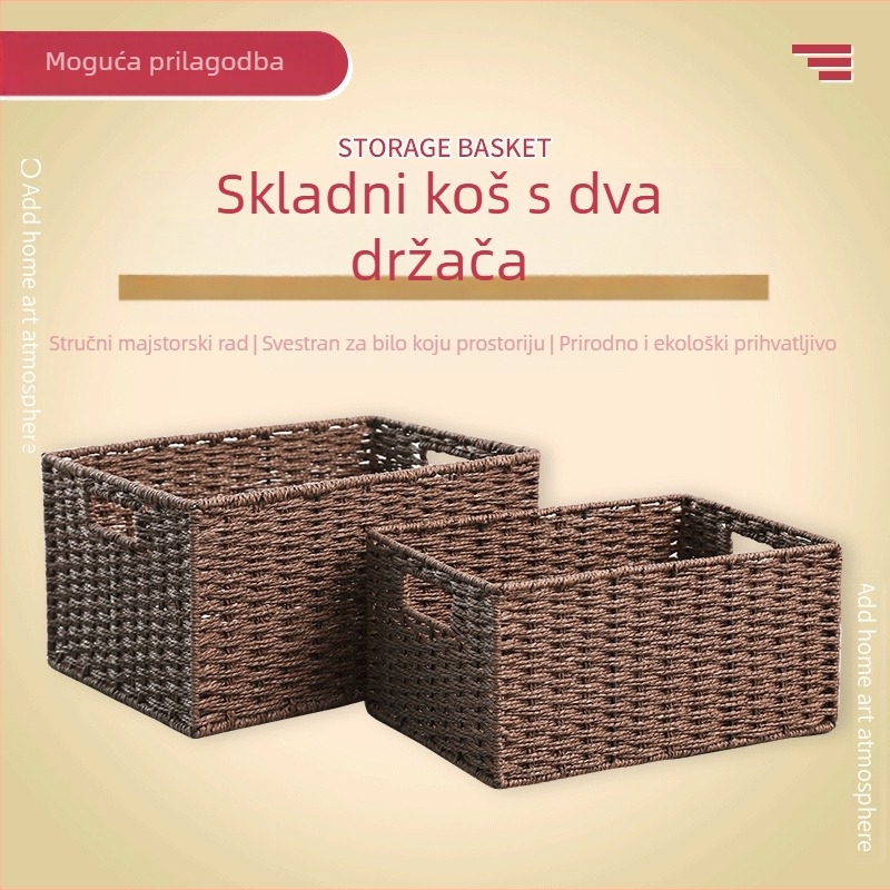 Pleteni stolni košarica za skladištenje – višefunkcionalni prenosivi organizator, 9 L kapaciteta, japanski stil