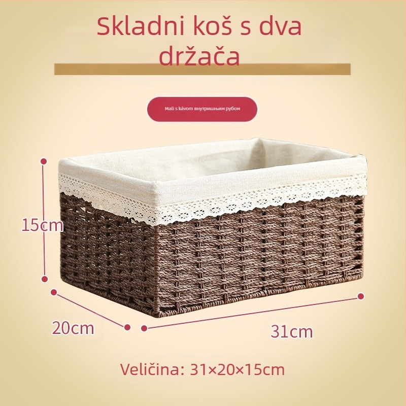 Pleteni stolni košarica za skladištenje – višefunkcionalni prenosivi organizator, 9 L kapaciteta, japanski stil