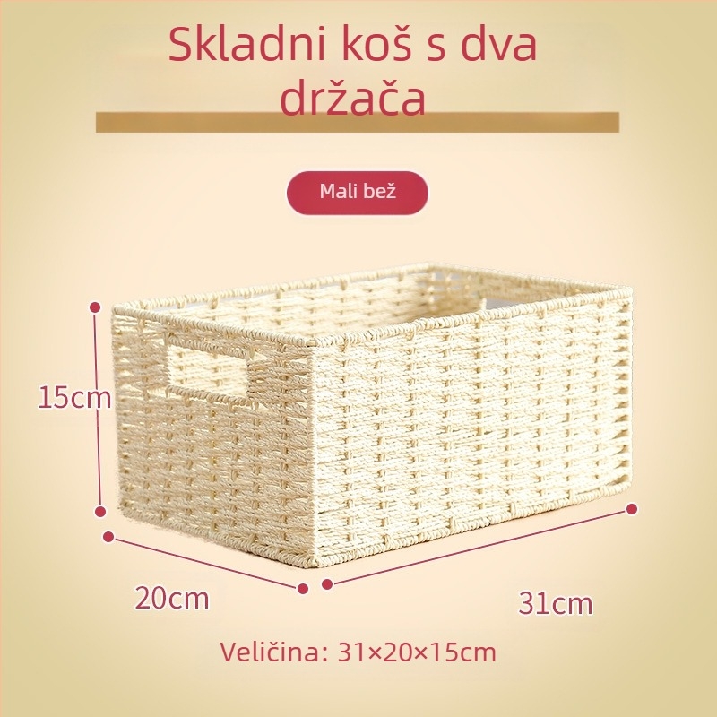 Pleteni stolni košarica za skladištenje – višefunkcionalni prenosivi organizator, 9 L kapaciteta, japanski stil
