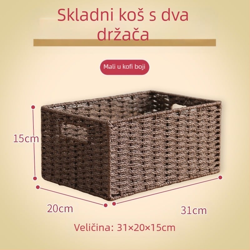 Pleteni stolni košarica za skladištenje – višefunkcionalni prenosivi organizator, 9 L kapaciteta, japanski stil