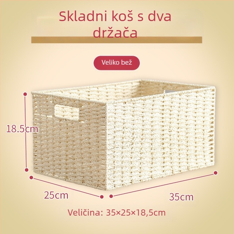 Pleteni stolni košarica za skladištenje – višefunkcionalni prenosivi organizator, 9 L kapaciteta, japanski stil