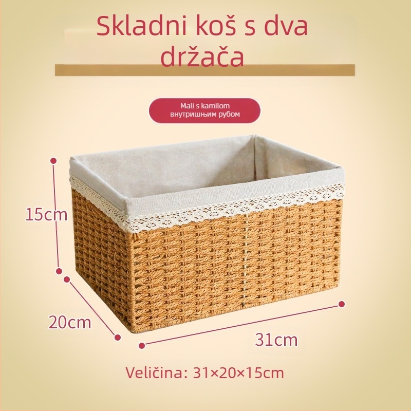 Pleteni stolni košarica za skladištenje – višefunkcionalni prenosivi organizator, 9 L kapaciteta, japanski stil