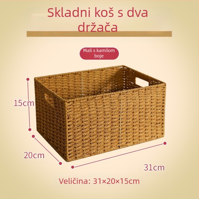 Pleteni stolni košarica za skladištenje – višefunkcionalni prenosivi organizator, 9 L kapaciteta, japanski stil