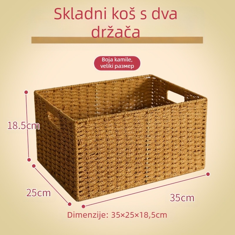 Pleteni stolni košarica za skladištenje – višefunkcionalni prenosivi organizator, 9 L kapaciteta, japanski stil