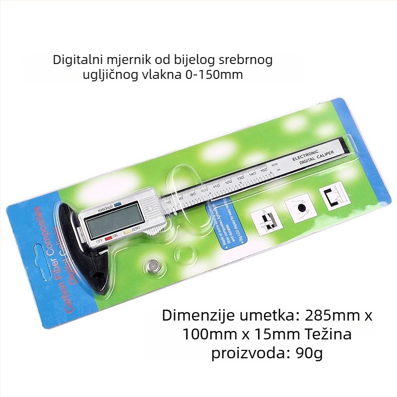 Digitalni mjerni kaliper od nehrđajućeg čelika, industrijska klasa, dvostruka metrička i inčna skala