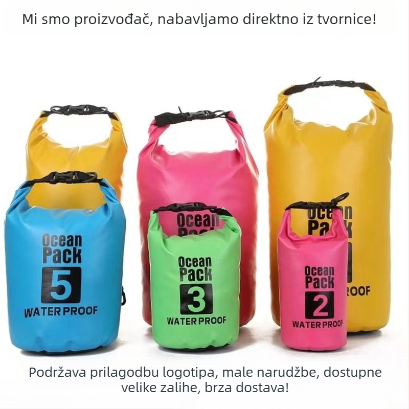 Vanjska vodootporna torba — za odmor, ronjenje, plažu i ribolov (Materijal: 500D PVC; Vodootporna tkanina; Kapacitet: 2–30 L; Prilagođeni logo)