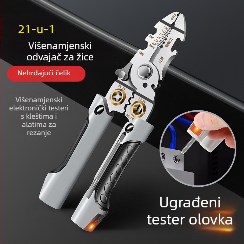 Z Višenamjenski električni tester-olovka s kliještima za vuču i skidanje izolacije žica | Težina 0.2