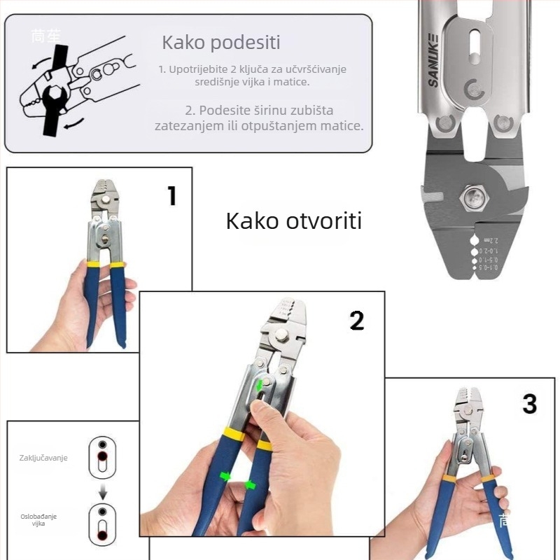 Aluminijski alat za krimpanje užeta s osmeročnim kopčanjem, uštedu napora, M2.0