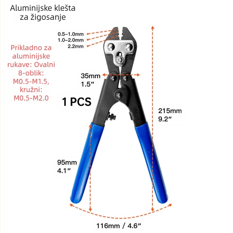 Aluminijski alat za krimpanje užeta s osmeročnim kopčanjem, uštedu napora, M2.0