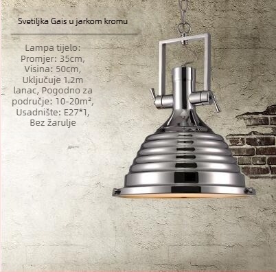 Željezni viseći luster s LED svjetlom, model 6165, 1 glava, podesiva visina 0.6, 220V, 3C certifikat