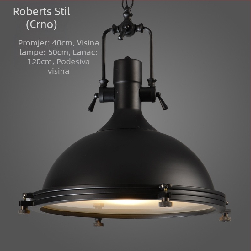Željezni viseći luster s LED svjetlom, model 6165, 1 glava, podesiva visina 0.6, 220V, 3C certifikat