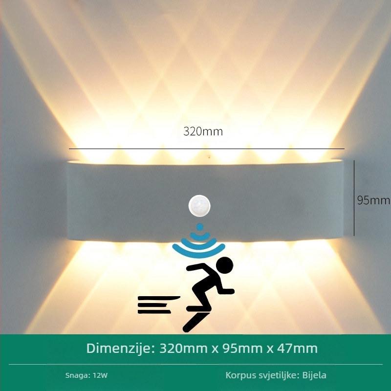 LED vanjska vodootporna zidna svjetiljka s dvostrukim glavama, gore-dolje usmjerena, 6 LED-a, aluminijsko kućište, IP65, 85–265V, CRI 90