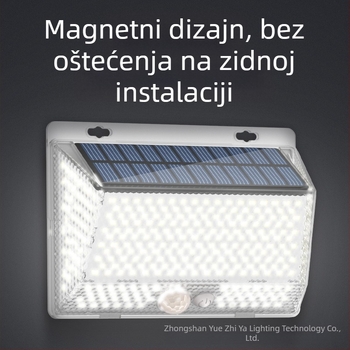 Solarna vanjska LED zidna svjetiljka za dvorište s magnetskim daljinskim upravljačem – IP65, četverostruko osvjetljenje, model YS-006, 5W, 6V