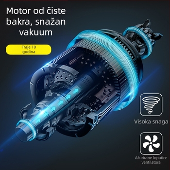 Ručni usisavač za automobil s pumpom zraka i bežičnim punjenjem – 6000 Pa, 12V, 120W